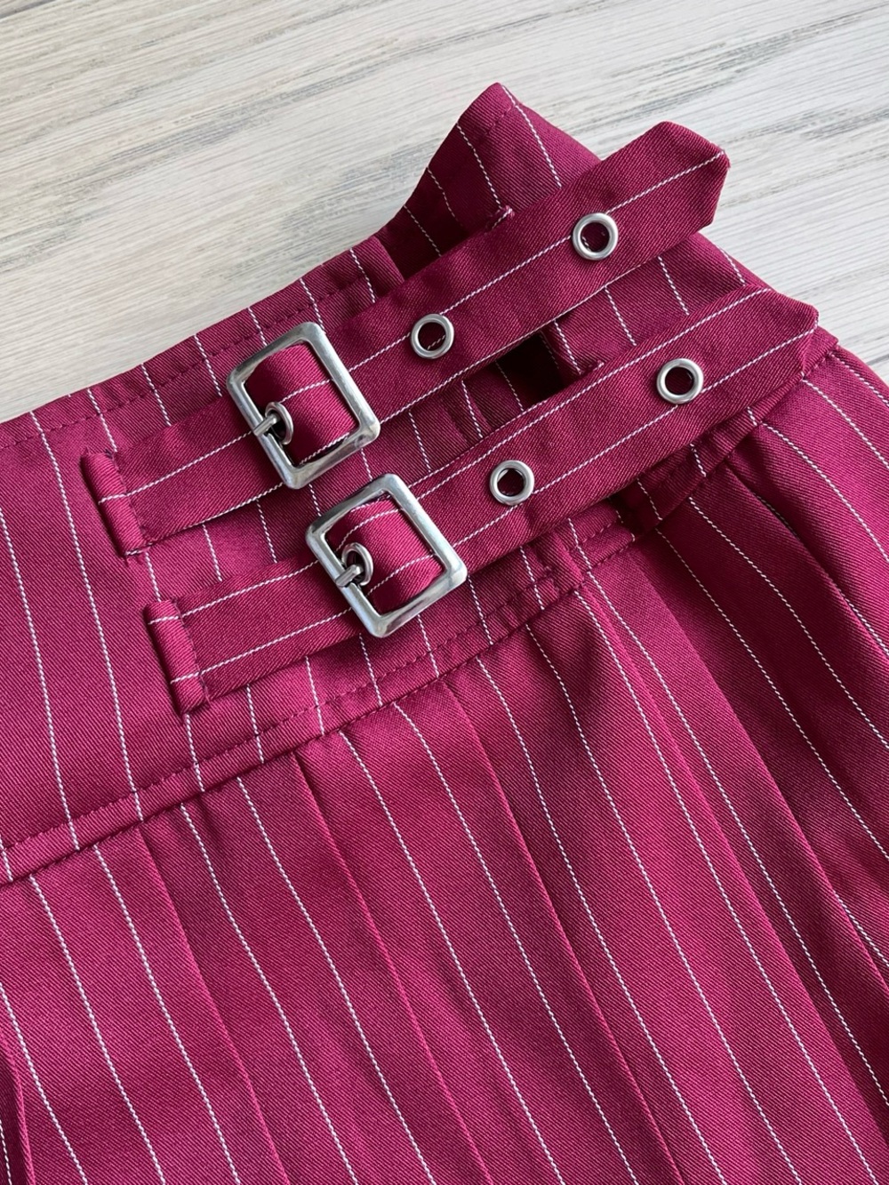 Pleated Pinstripe Mini Skirt - Picture 2 of 5